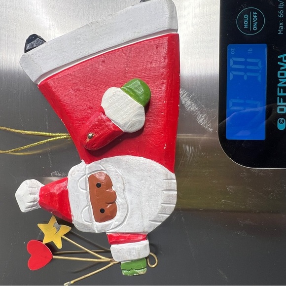 Pier One Imports 2 vintage Santa Claus Christmas ornament Holiday Wood Porcelain - Picture 7 of 8